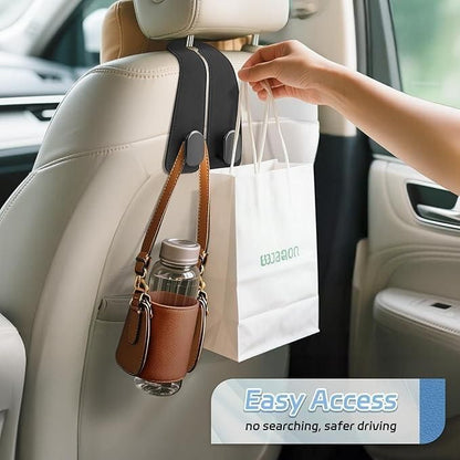 2 in 1 Premium Leather Car Metal Hooks (Pack of 2)