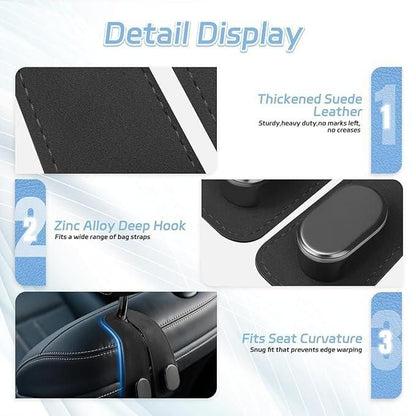2 in 1 Premium Leather Car Metal Hooks (Pack of 2)
